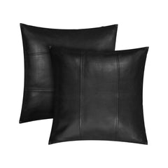 Genuine Black Lambskin Leather Pillow Covers (14x14)