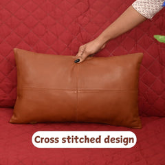 Genuine Lambskin Leather Decorative Throw Pillow Cover (14x22 Inch)