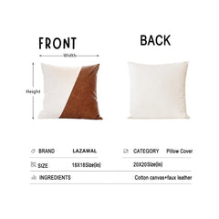 Modern Faux Leather & Linen Throw Pillow Cover (Brown & White).