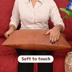 Genuine Lambskin Leather Decorative Throw Pillow Cover (14x22 Inch)