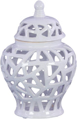 Ceramic Urn Vase with Cutout Triangle Design