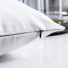 Modern Black Faux Leather & Cotton Throw Pillow Cover
