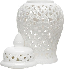 Ceramic 24" Cut-Out Temple Jar, White