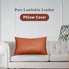 Genuine Lambskin Leather Decorative Throw Pillow Cover (14x22 Inch)