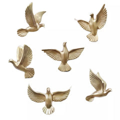 Golden bird wall décor 6pcs Set