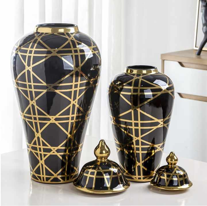 White & Gold Metal Luxury Kitchen Storage Jars Luxury New Arrival Metal Ginger Jars