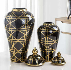 White & Gold Metal Luxury Kitchen Storage Jars Luxury New Arrival Metal Ginger Jars