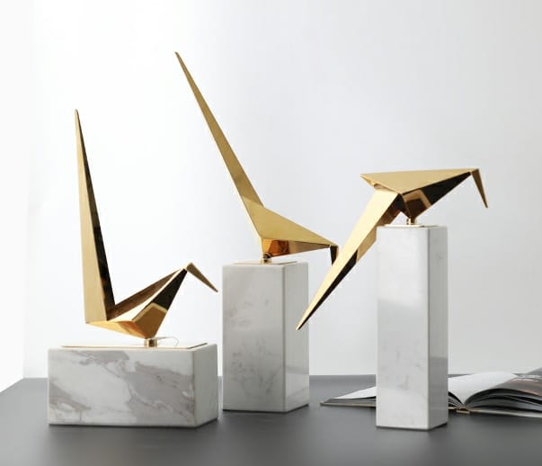 Luxury Gold Aluminium Leaf Shape Showpieces Home Decoration Items for Home Decoration