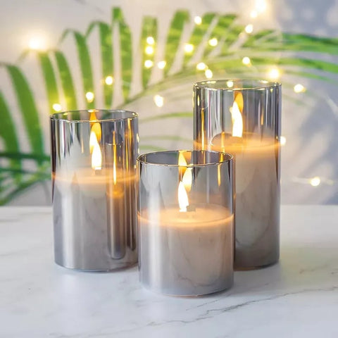 Glass Flameless Flickering LED Pillar Candles