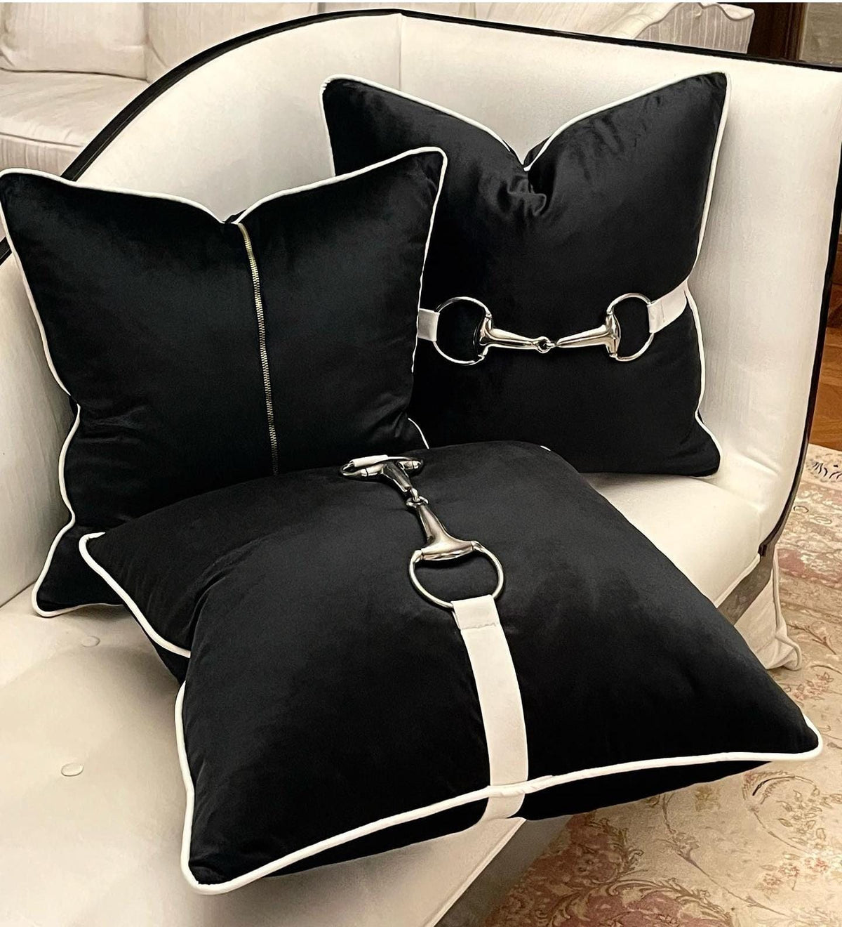 Luxury Velvet Cushion with Horse Bit Detail