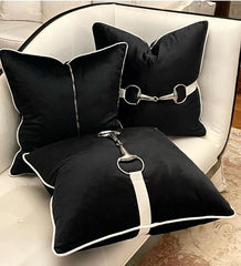 Luxury Velvet Cushion with Horse Bit Detail