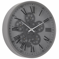 NEW Baron US Navy Grey Metal Moving Gears Wall Clock,