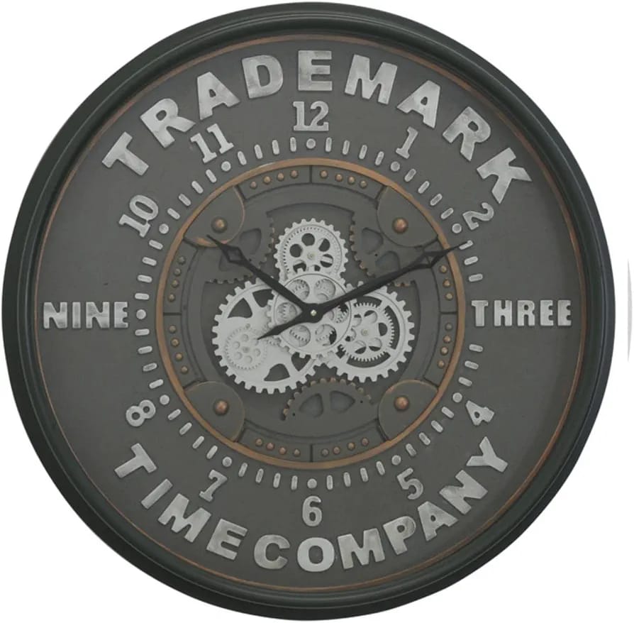 Yosemite Home Trademark 32" D Black Clock with Open Moving Gears