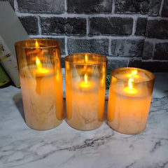Glass Flameless Flickering LED Pillar Candles