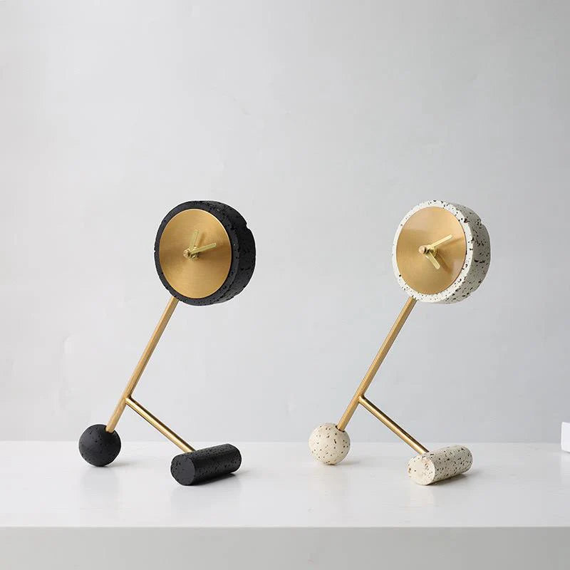 White Resin Clock With Gold Face