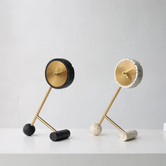White Resin Clock With Gold Face