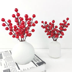 Realistic Red Berry Stems for Decor