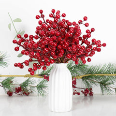 Realistic Red Berry Stems for Decor
